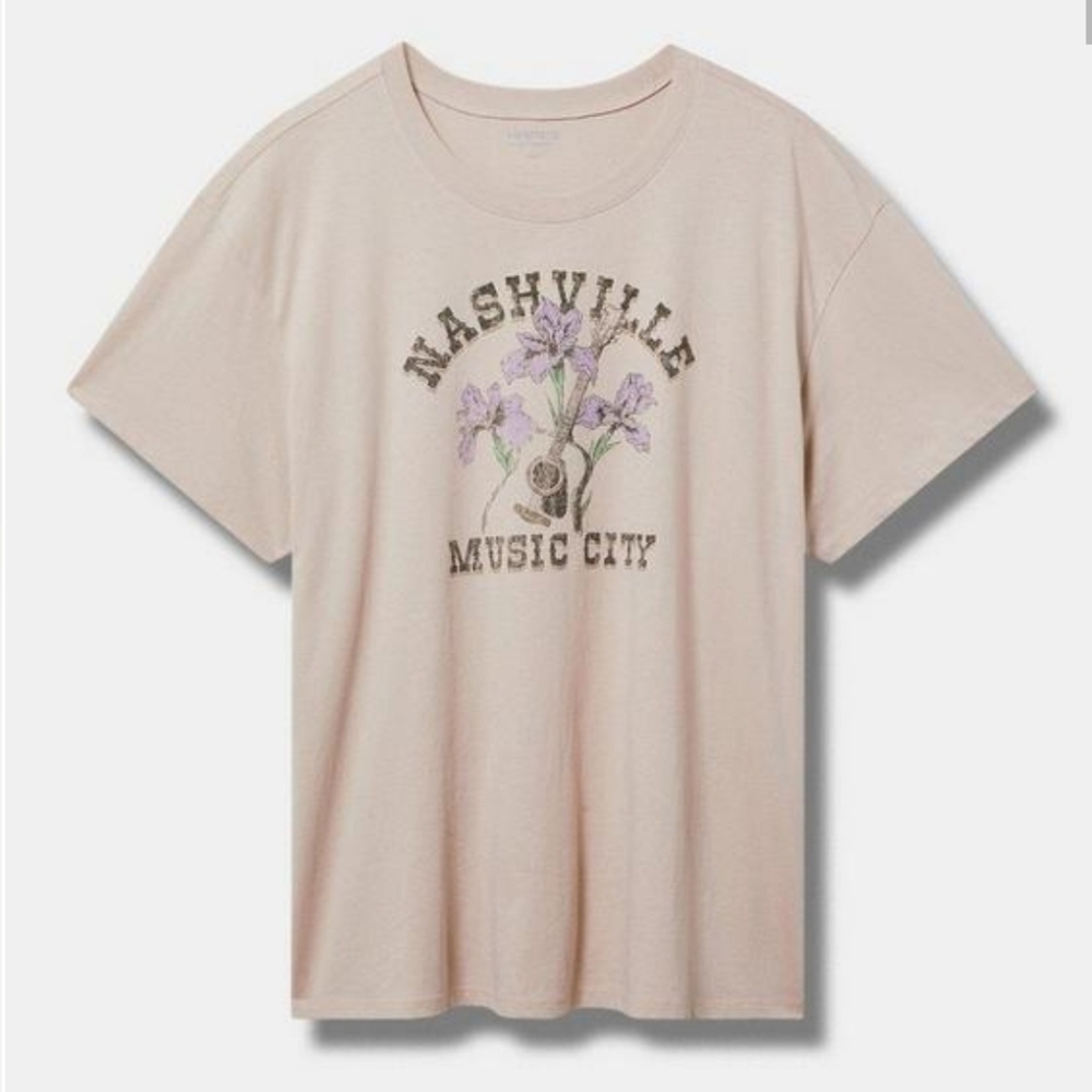 torrid Beige Nashville Music City Graphic Tee with Lavender Floral